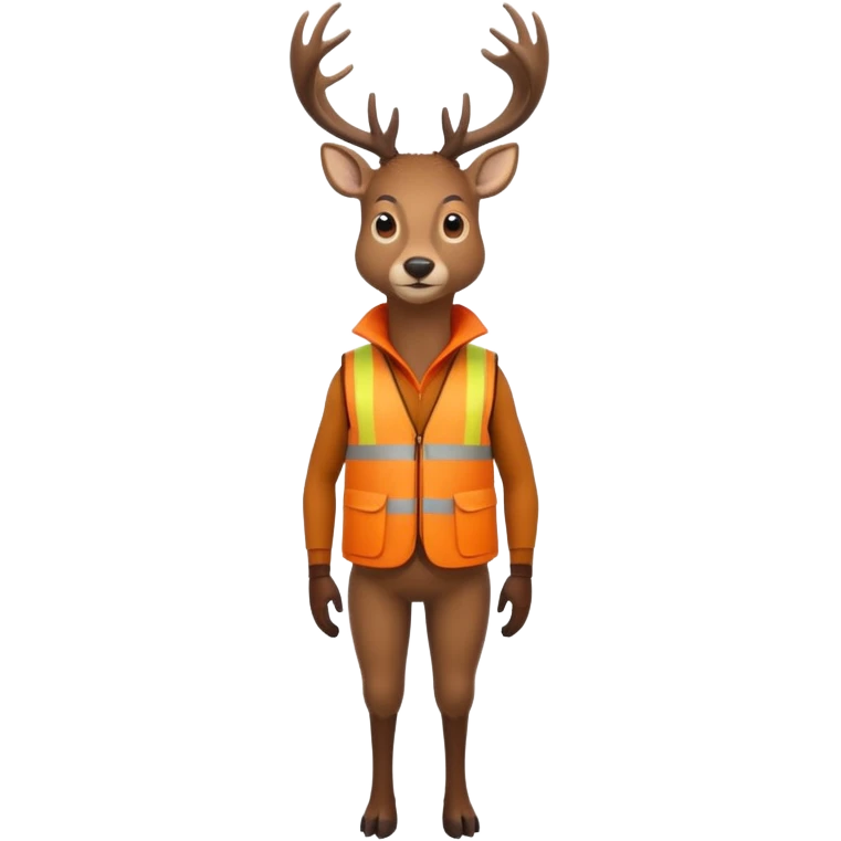 crea un venado de cuerpo completo que lleve un chaleco color naranja y que el chaleco lleve en el lado izquierdo el nombre de (telamon) emoji