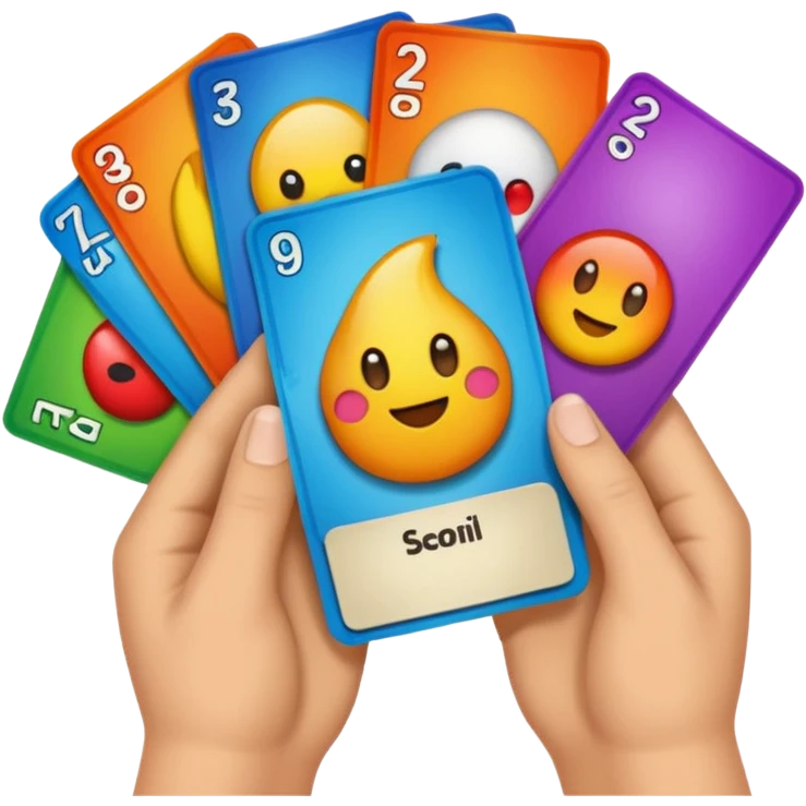 Trading cards in a hand emoji
