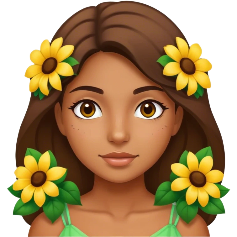 Brazilian girl with flowers emoji