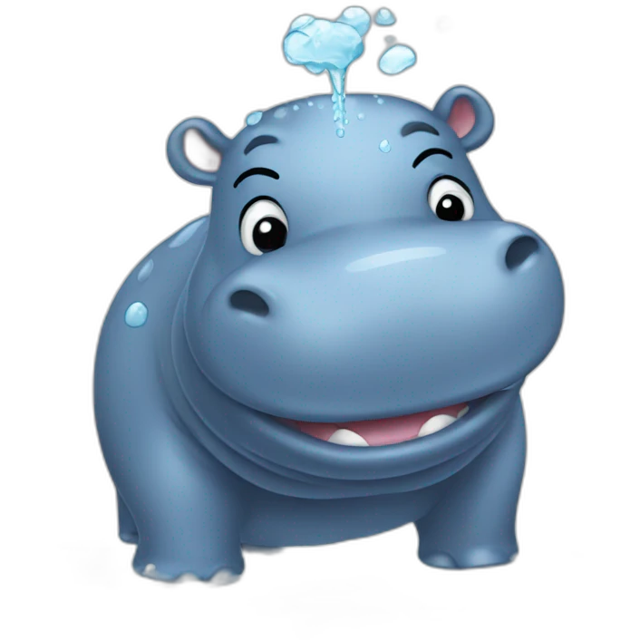 hippo taking a shower emoji