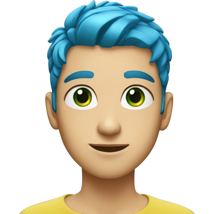 A teenager of blue hair and green eyes emoji
