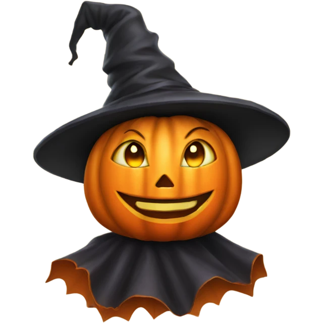Orange pumpkin witch emoji