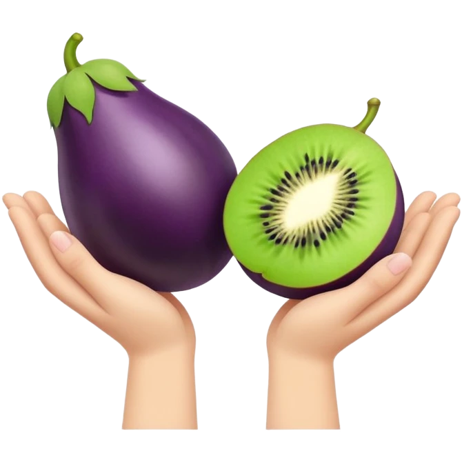 Eggplant with hands holding 2 kiwis emoji