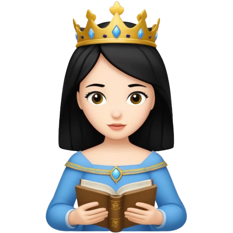 Princesa de pelo negro leyendo la biblia emoji