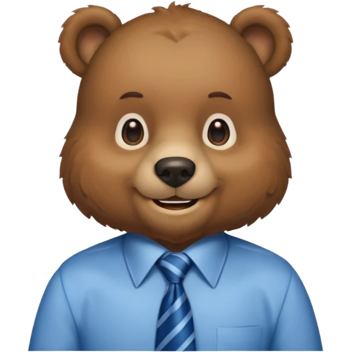 bear with shirt and blue tie emoji