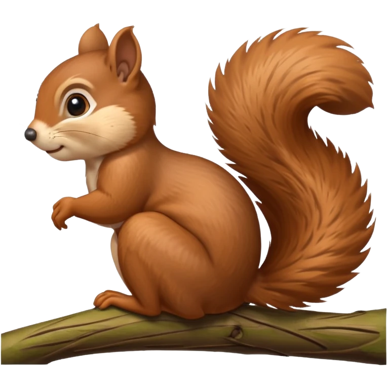 a squirrel sitting on a branch, looking up with animated eyes and a dramatic pondering pose emoji