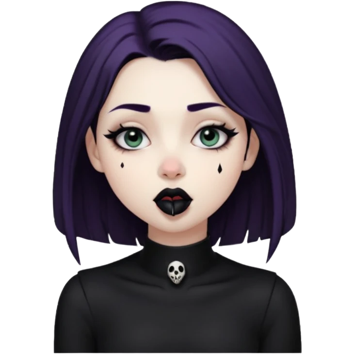 Goth girl with her eyes rolled up and towards her nose and her tongue sticking out doing uwu face emoji