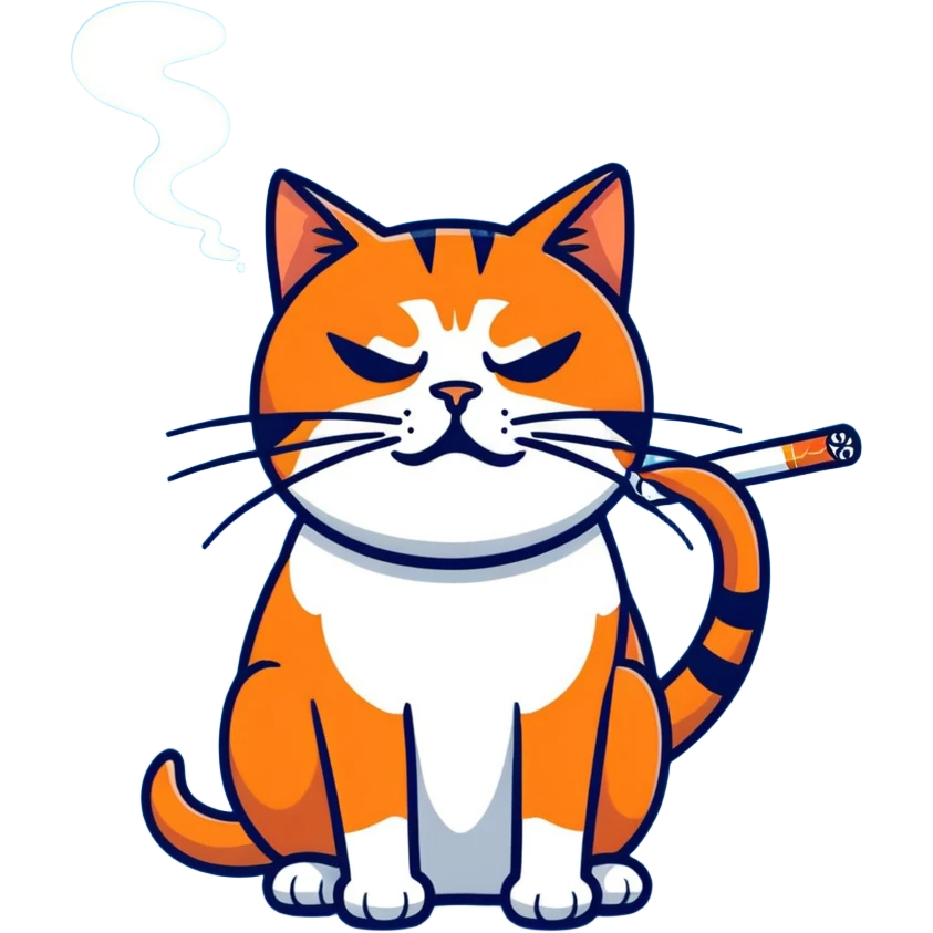 Angry orange cat smoking emoji