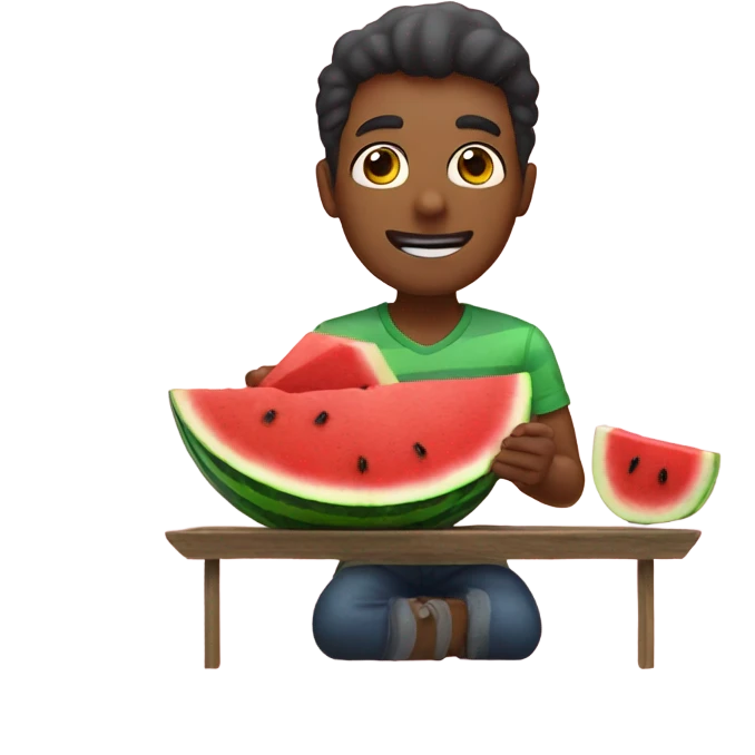 a man eating watermelon emoji