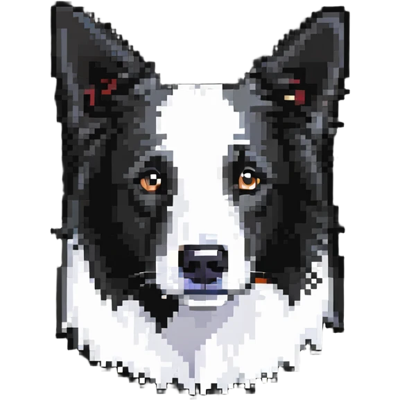 Border collie dog with only one black ear emoji