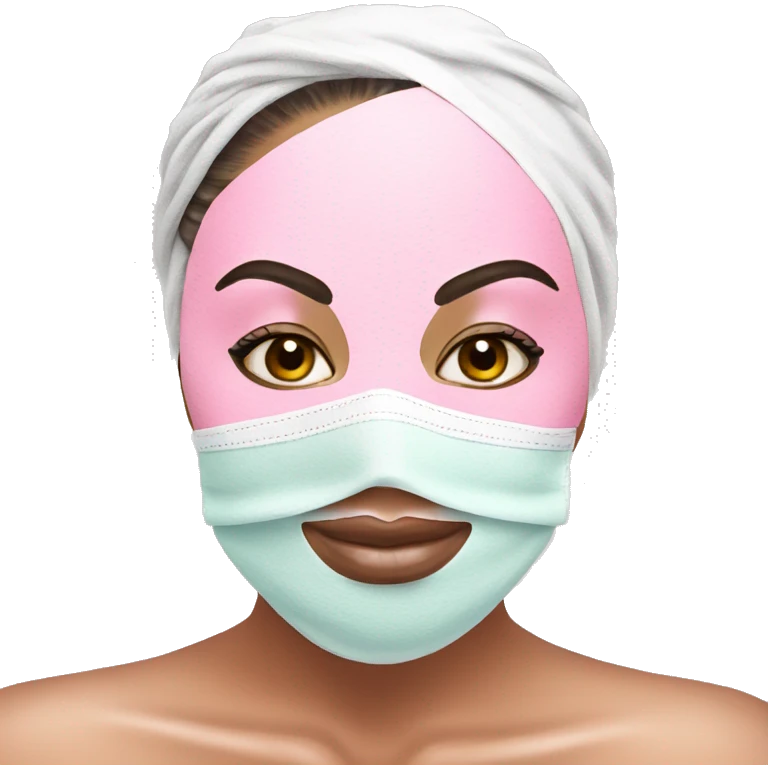 Lady with pink face mask spa beauty full face relaxing emoji