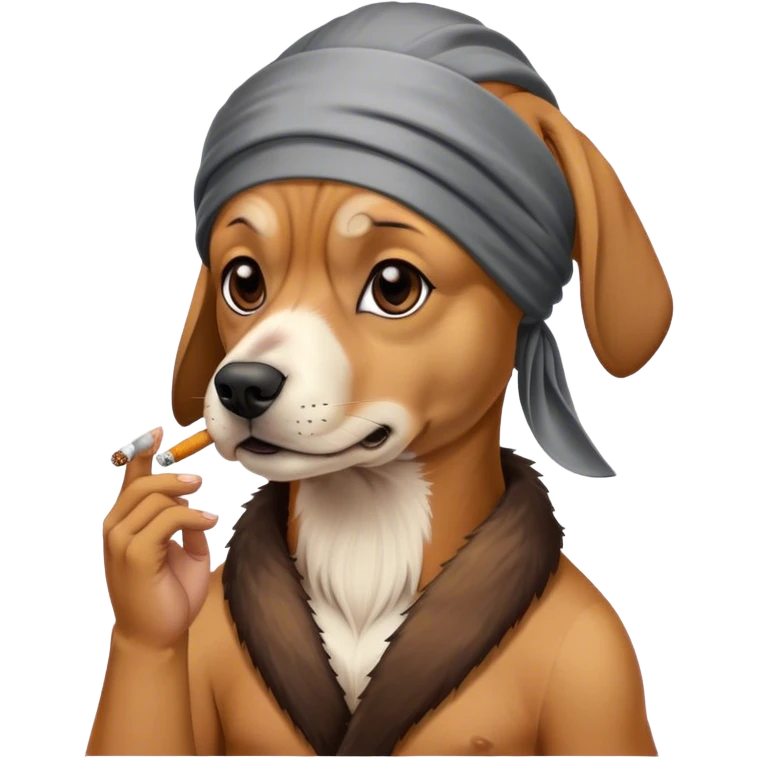 Dog wearing durag smoking cigarette  emoji