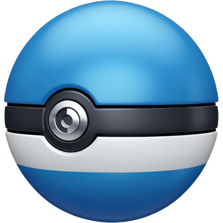 blue pokeball emoji, top half is a more saturated blue, bottom half is white, black stripe, with a metallic sheen emoji