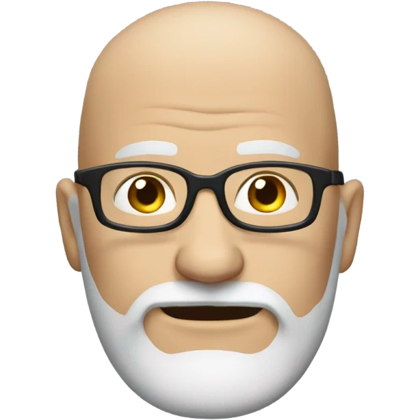 Bald middle aged white man with a salt and pepper beard and crooked glasses emoji