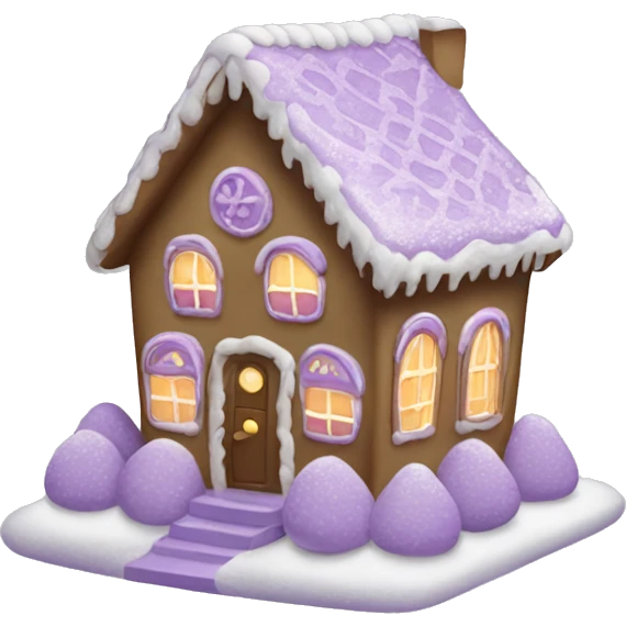 Cosy light purple gingerbread house  emoji