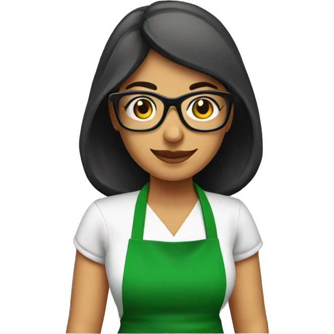 mexican lady green apron  with glasses cooking emoji
