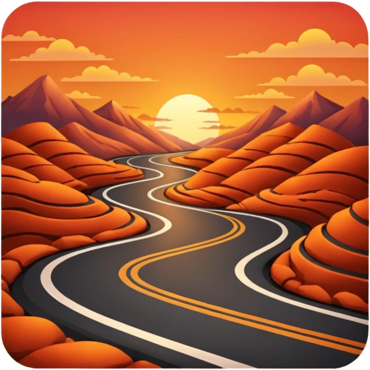 road with sunset emoji