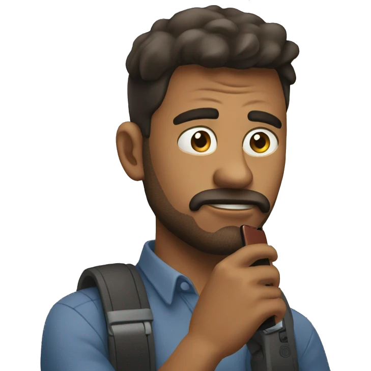 man completely distracted on his phone emoji