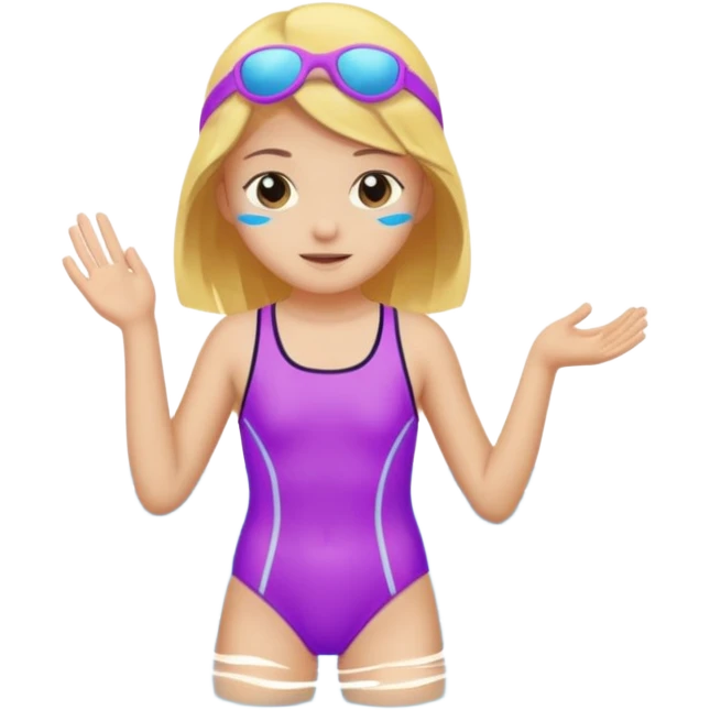 a 12 year old girl in a swim suit, with mountain background emoji