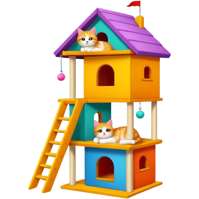 cats relaxing in a vertical playhouse emoji
