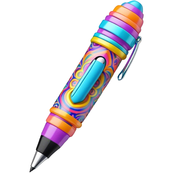 3D, psychedelic colored hippie style pen. Pen only  emoji