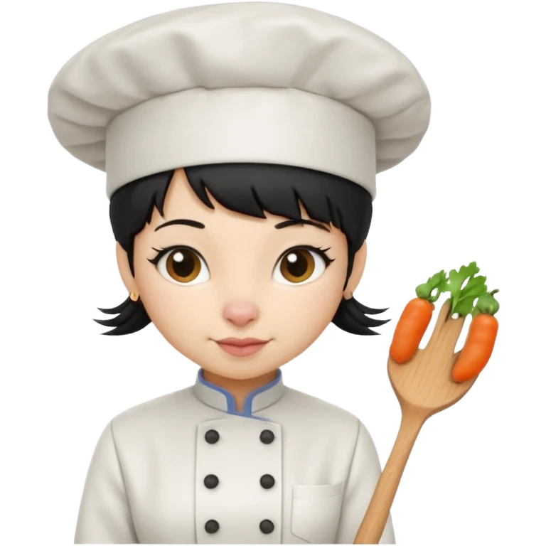 A rat that looks like a female with a fringe and chefs hat black hair emoji
