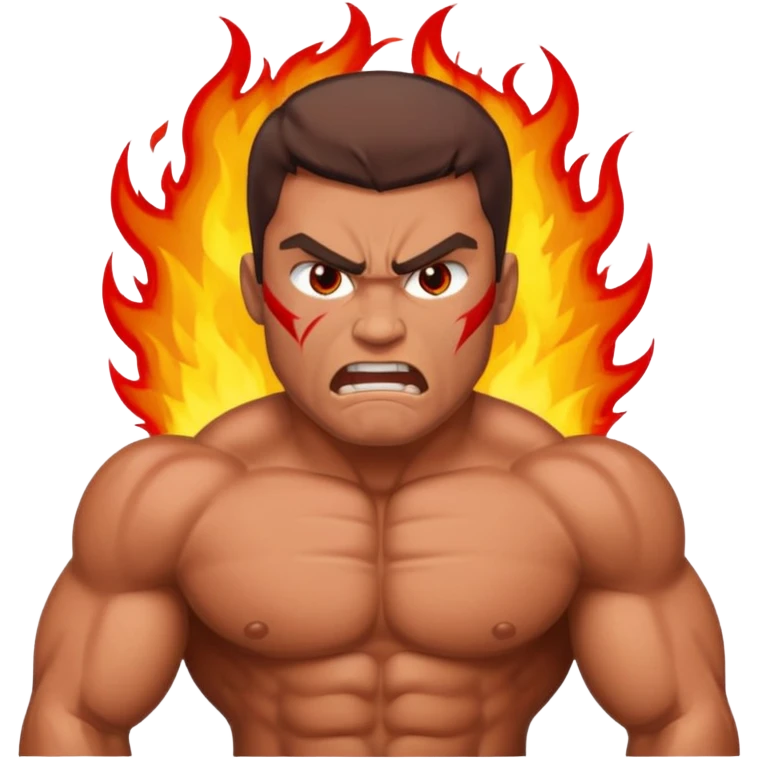 burning angry bodybuilder man  emoji