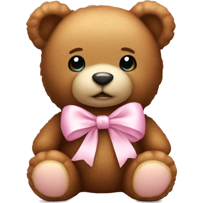 Teddy bear with light pink bow  emoji
