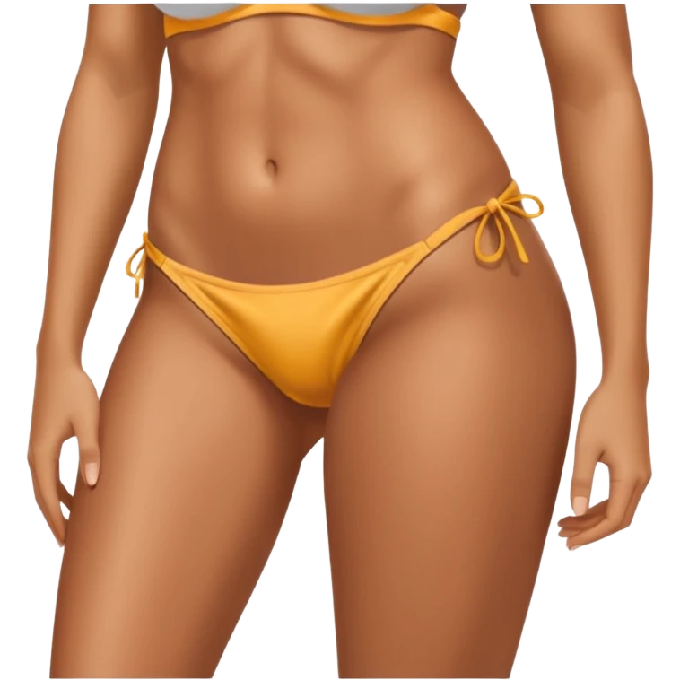 hand lifting bikini strong off thigh to show tan line underneath emoji