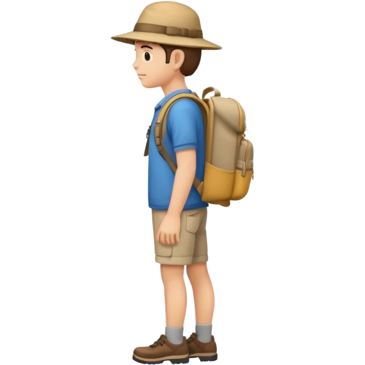 tourist full body from side view, wearing a hat and backpack emoji