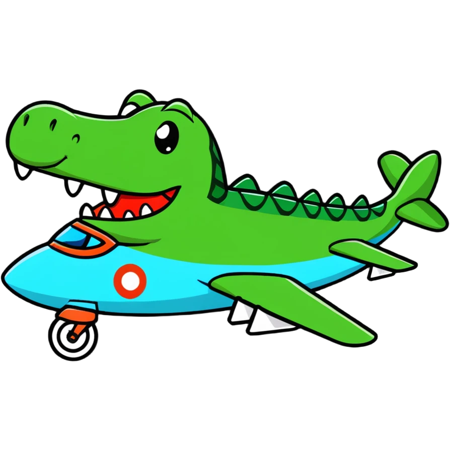 A airplane that has a face of a crocodile ￼ emoji