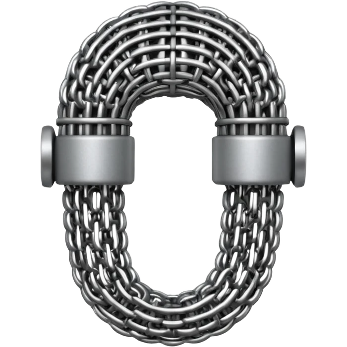 3D render of Microphone Head, made of interlocking chainmail metal rings, wire mesh texture, visible holes and negative space, metallic silver and grey, high contrast shadows, Apple emoji style, isolated on white background --v 6.0. emoji