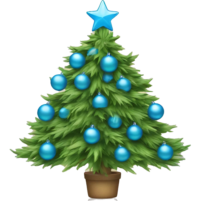 Christmas tree with sky blue ornaments emoji
