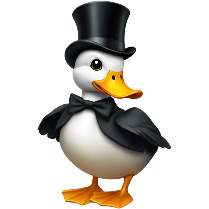 A duck wearing a top hat emoji