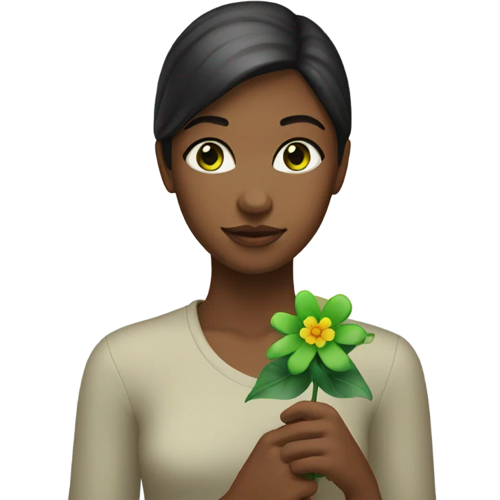 Green Eyed model with Flower emoji