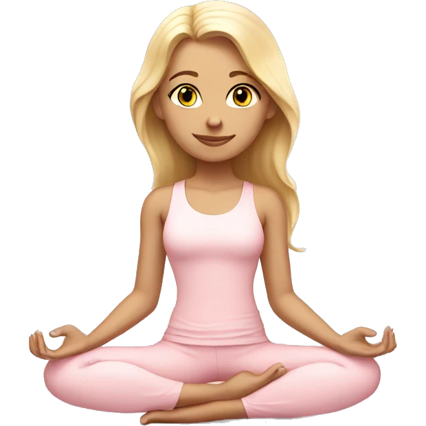 angelic blonde yoga girl in light pink yoga outfit emoji