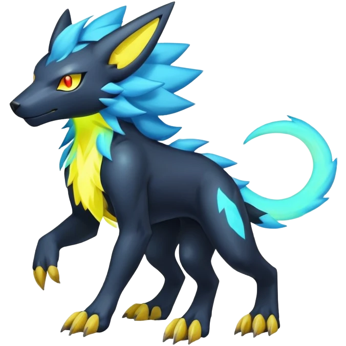  pastel dark bright vibrant futuristic lush warm-colored neon-glowing electric maned Luxray-Manectric-Fakémon-Vernid-Digimon-creature (full body) emoji