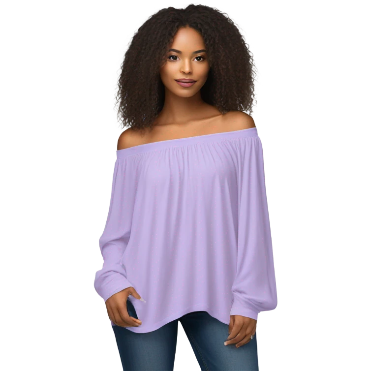 Lilac off shoulder Long sleeve flowy top, isolated emoji