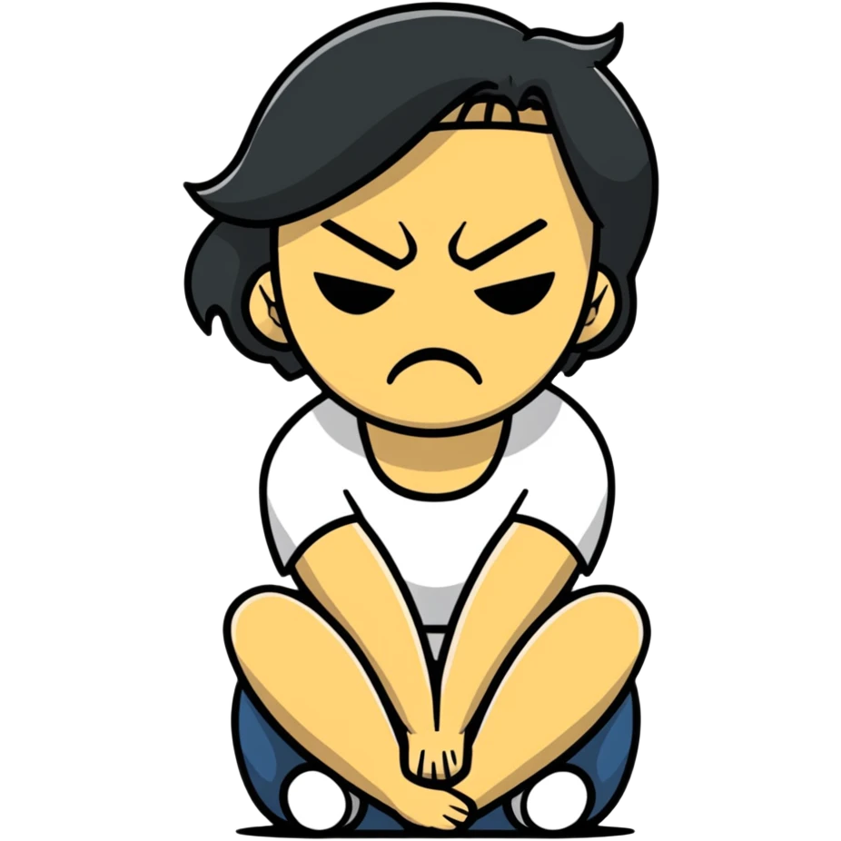 a woman sitting looking angry and sad emoji