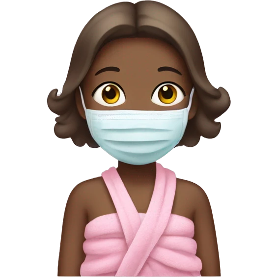 girl with babypink towel and facemask emoji