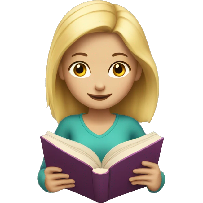 A blonde girl reading a book emoji