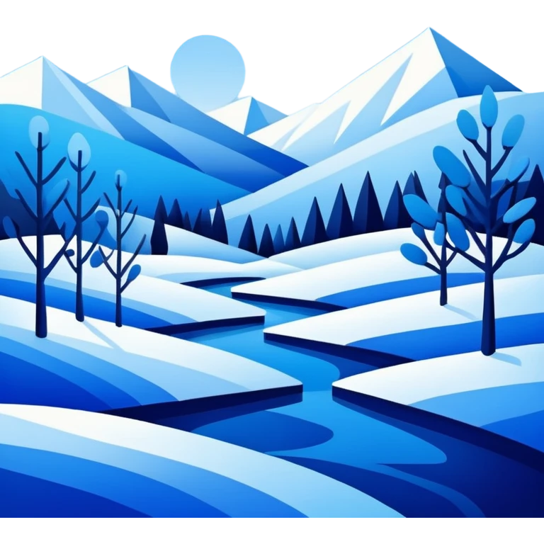 Matisse style BLUE abstract art WINTER landscape emoji