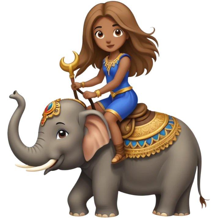 light brown super long hair girl riding elephant  emoji