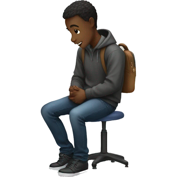 students sitting on desks and chatting emoji
