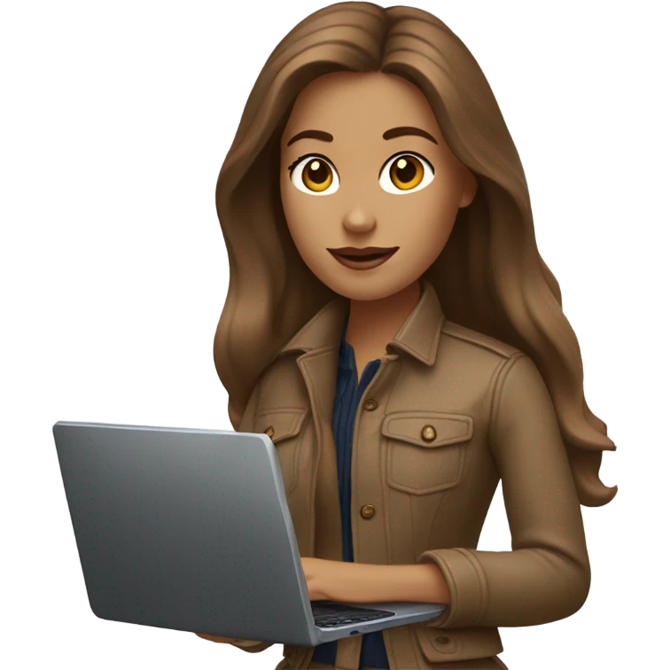 Brown hair Ralph Lauren woman working with lap top emoji