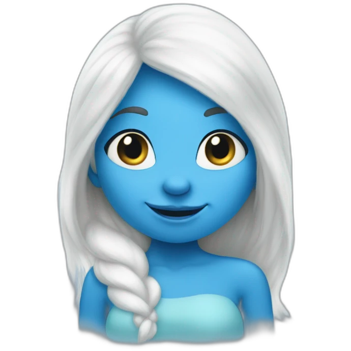 smurf girl with smurf skin and white hair emoji