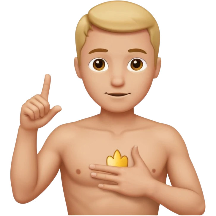 cartoon-style human character, finger pointing at their own chest, confident 'me' expression, very clear and direct pose, clean white background emoji