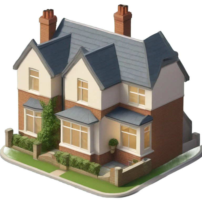 isometric 1930's 3 bedroom english house emoji