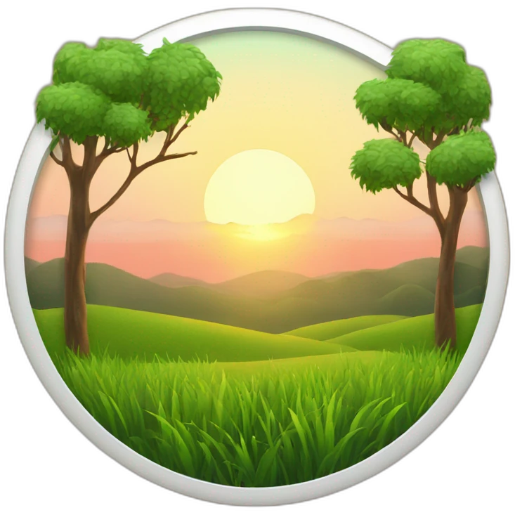 beautiful sunrise with grass and trees in frame emoji