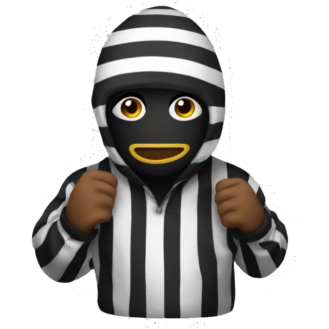 robber emoji with striped jumper emoji